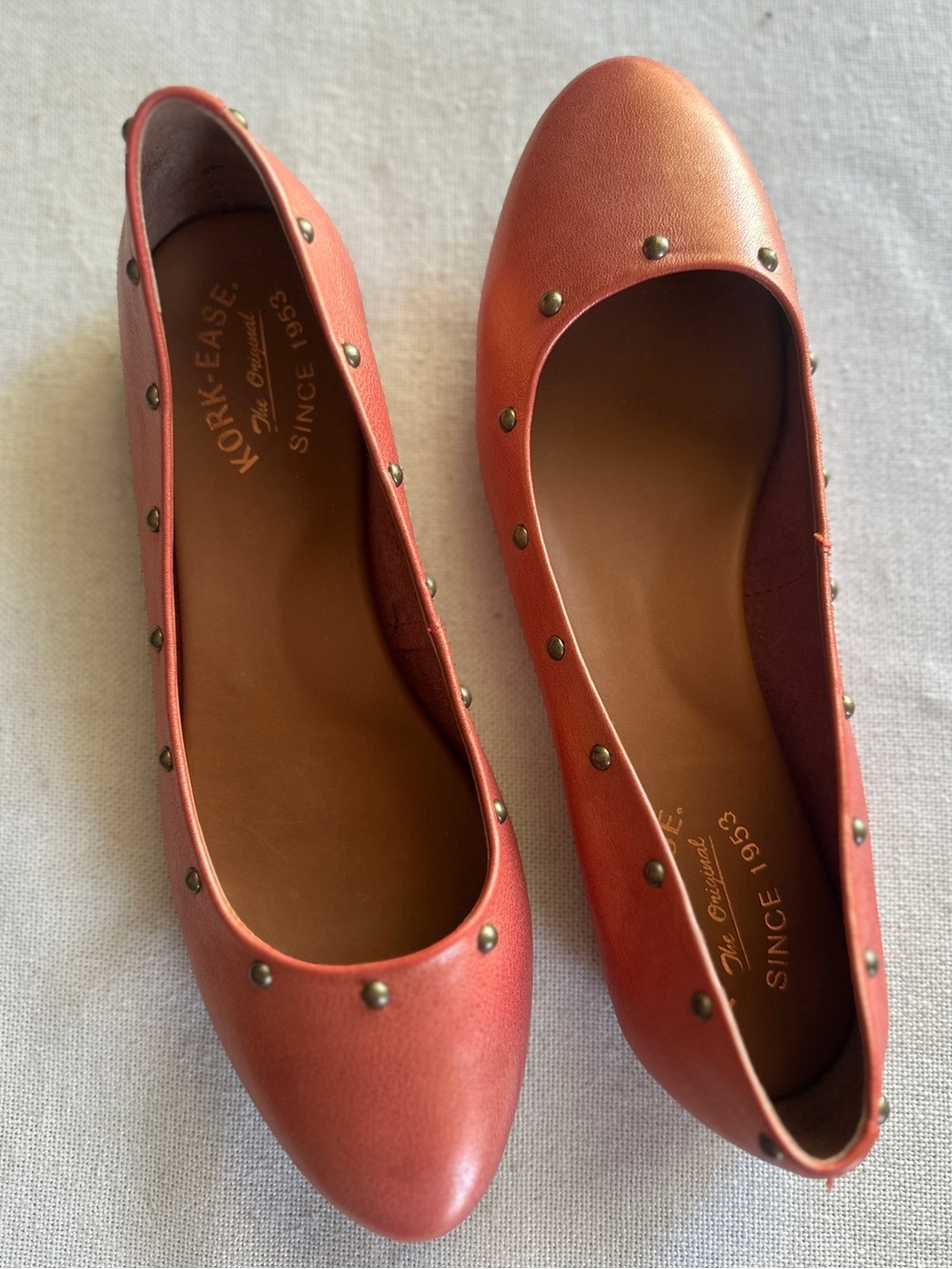 Kork-Ease "Violette" Studded Metallic Leather Ballet Flats | 8M/W NWOB